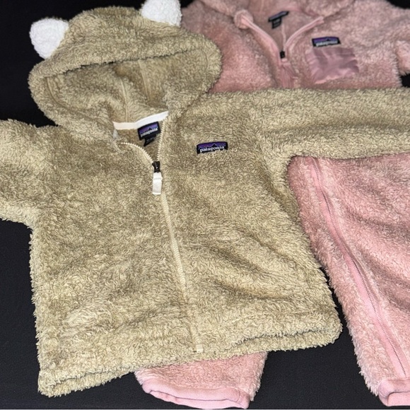 Patagonia Infant Fleece Bunting in Tan and Pink Size 6/12 and 12/18 months - Picture 7 of 10